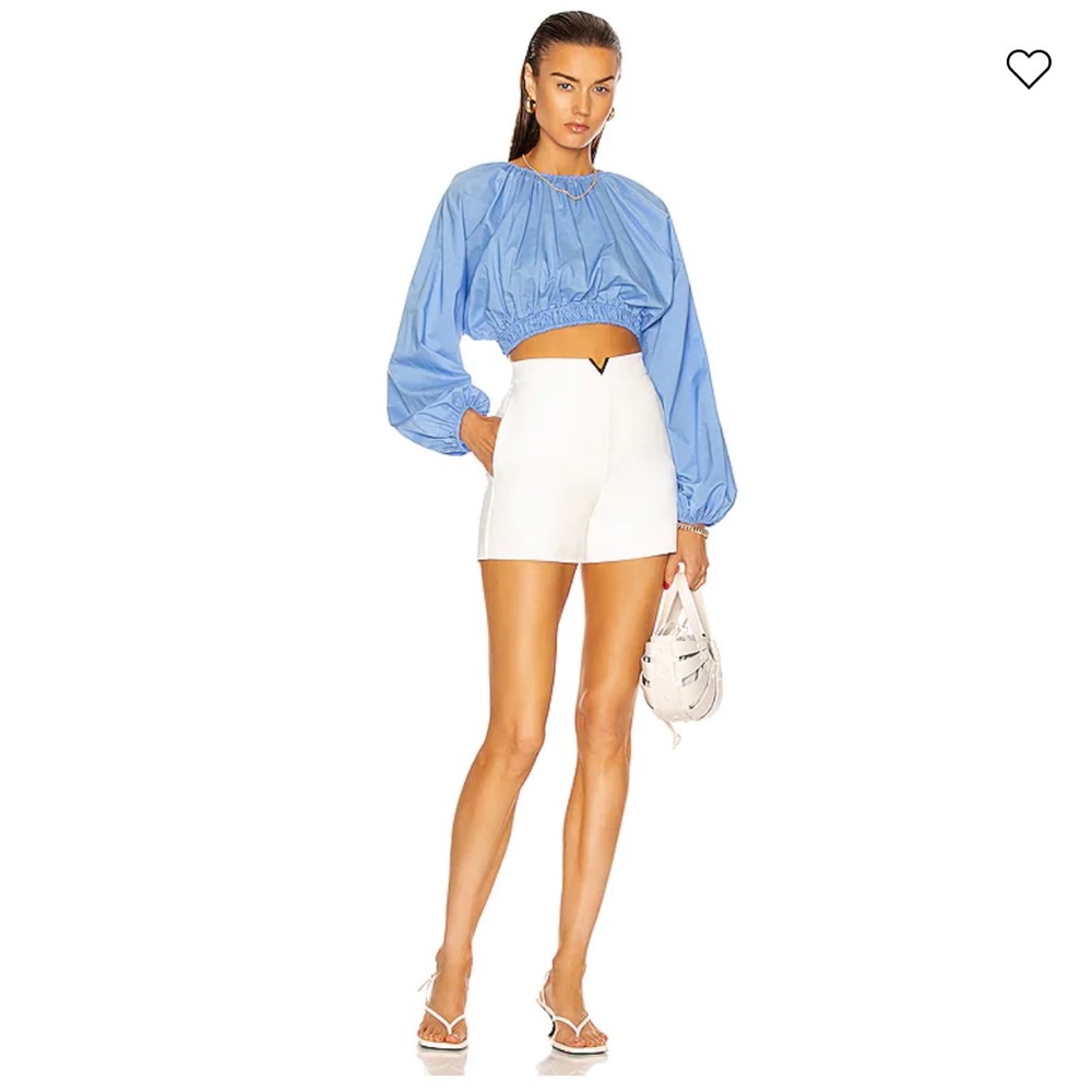 Matteau shirred blouse cropped top